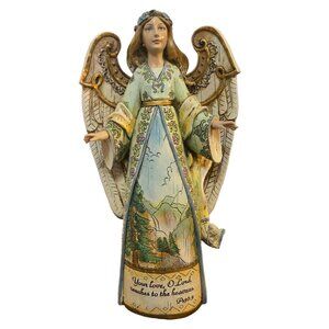Psalm 36 Angel Figurine Woodland Scene Collectible Decor AS IS 9 Inch